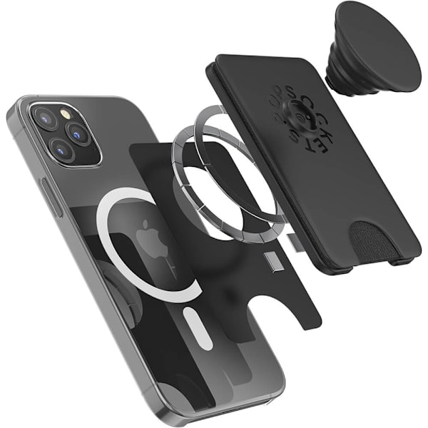 PopSockets PopWallet+ til Magsafe med Grip Sort 50