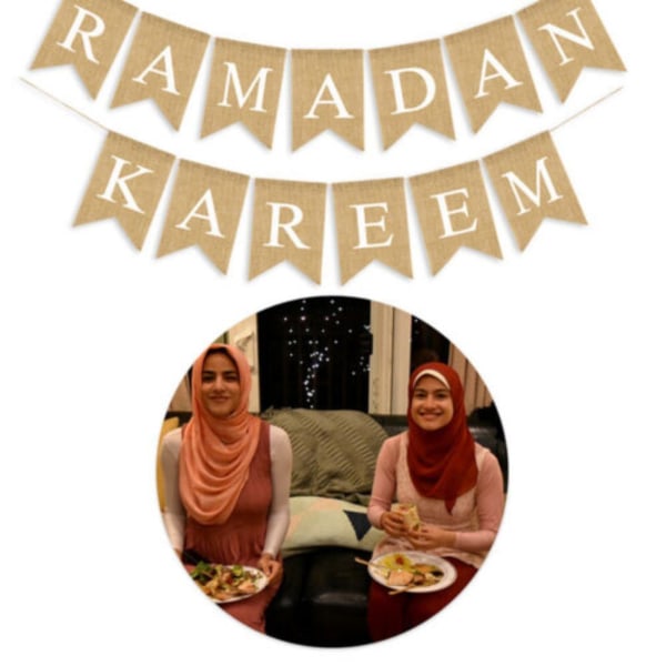 Ramadan Kareem Ornament Eid Mubarak Linne Banner A