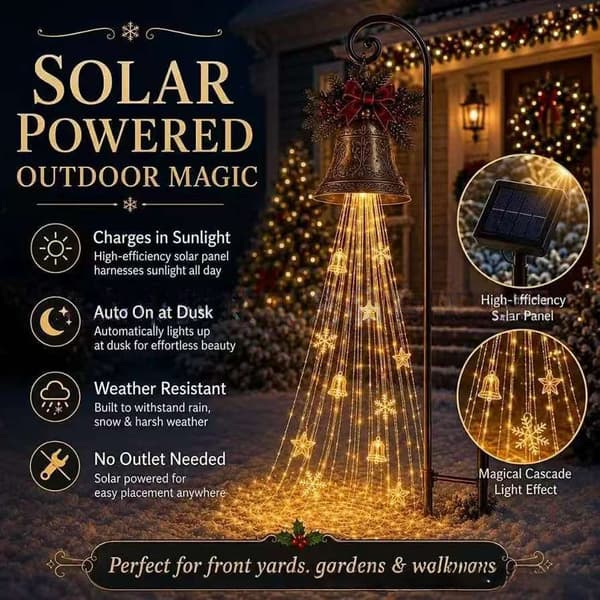 Juleklokke Kaskade Solar Hagelys Bell Waterfall Light