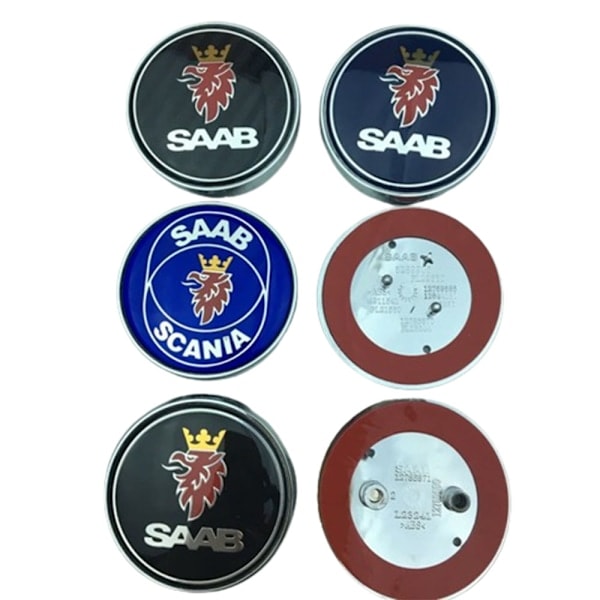 2 st Kolfiber Bil Framhuv Logotyp Bagage Emblem för Saab 68mm