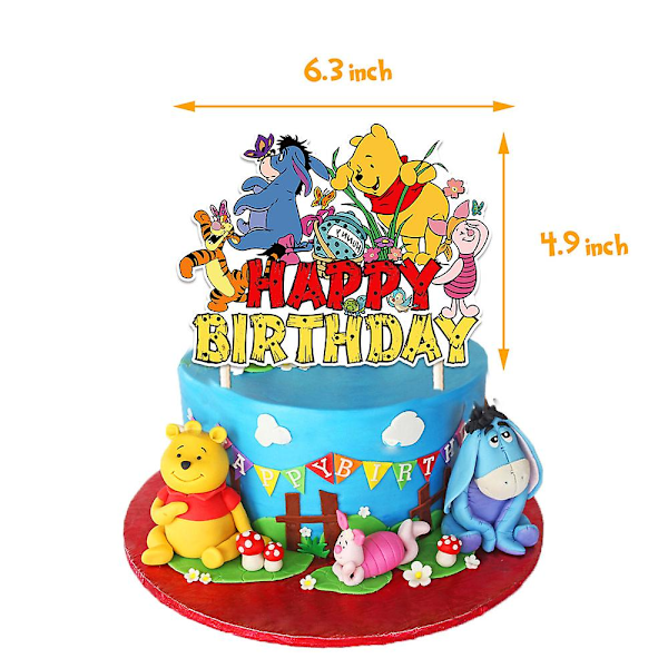 Nalle Puh Festtillbehör Dekorationer Ballonger Banner Cake Topper Cupcake Toppers Set Presenter (FMY)