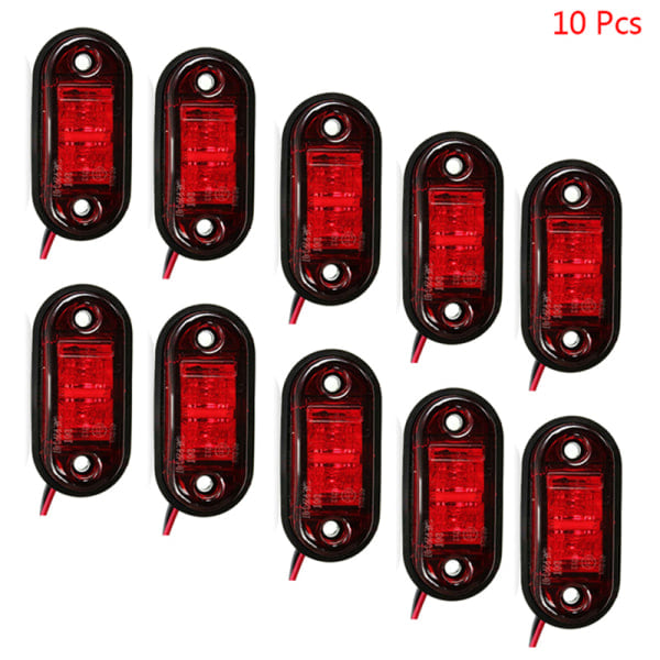 10 STK Advarselslys LED Diode Lys Trailer Lastbil LED Sidemarkeringslys Rød