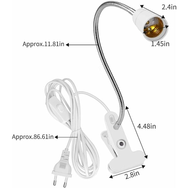 Lampor med E27-klämma 2 st klämma bordslampa med strömbrytare flexibel lampa E27 spotlight, justerbar 360° svanhals, utan glödlampor