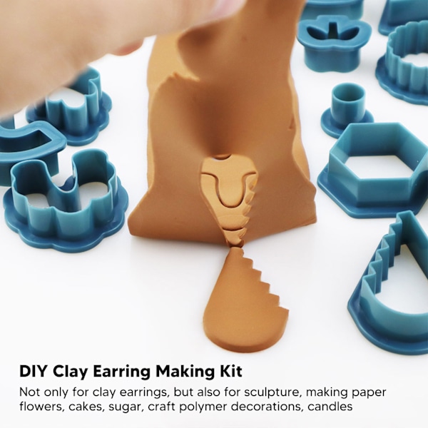142 stk. Mørkeblå Polymer Ler Udskærersæt Plast Polymer Ler Udskærerværktøj DIY Ler Smykker Ørering Fremstillingssæt Gaver