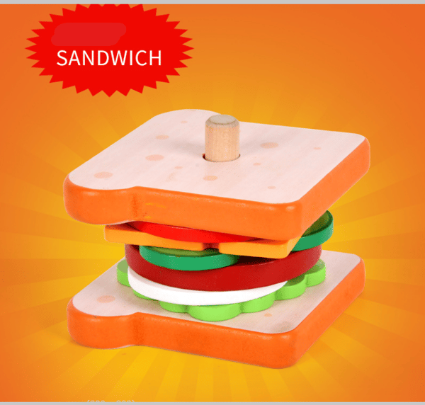 Lekemat i tre, stablebar lekesandwich