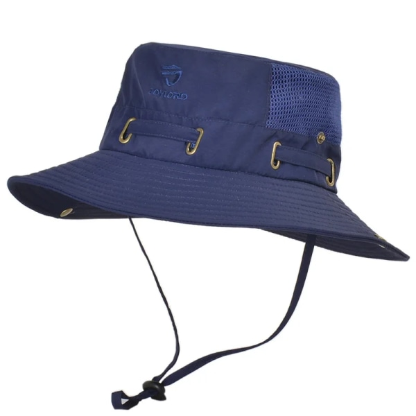 Utomhus fiskare hatt Bred brättad bucket hatt med cover Herr Andas sommar Mesh Solskydd Visir Anti UV Cap Unisex blue-B