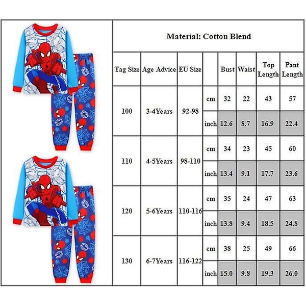 Poikien Spider-Man Pyjamasetti Nukkumisasut Yöasut Pyjama Pjs Uutuus Vaatteet 3-7 Vuotta [HK] 3-4 Years