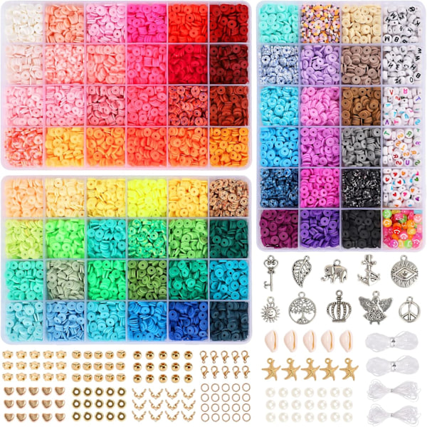 16.500 stk, 66 farver, ler Heishi-perler med 260 bogstavsperler Kit