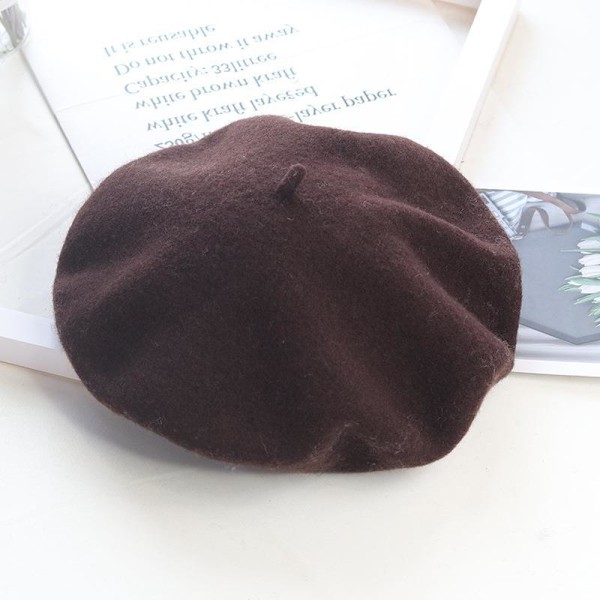 Hatt Dame Vinter Beret Ull Beret Varm Hatt Ull Strikket Hatt Brun