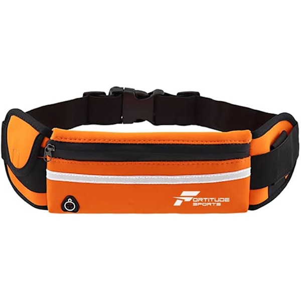 Løpebelte med telefonholder | Running Waist Pack for telefoner, hodetelefoner og vannflaske | Vanntett løpebelte for kvinner og menn (oransje) Orange