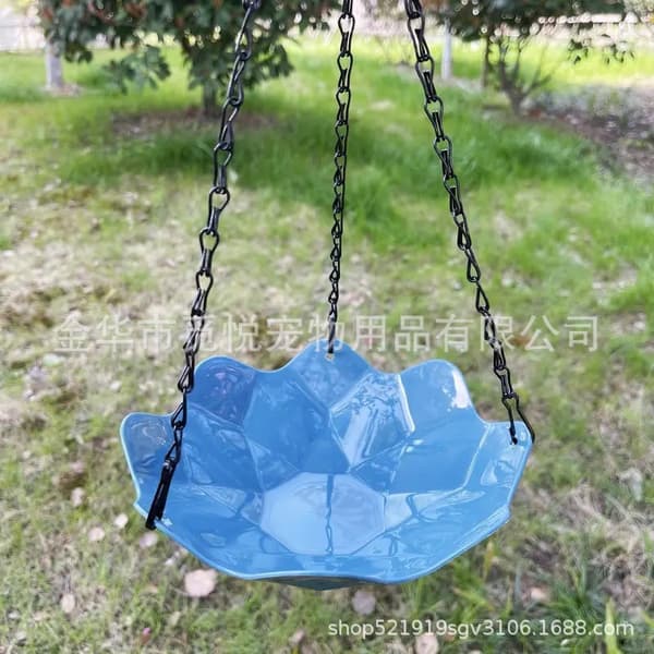 Letophængt kolibrifoderbræt med kæde, holdbart PP-materiale, havefuglefoderskål 40cm + 20*5.5 Deep Blue