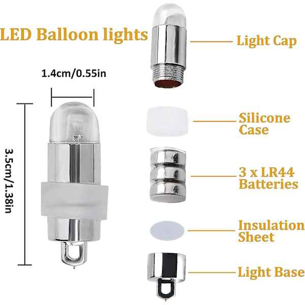 30 stk. LED-ballonglys, 30 stk. mini LED-lyskuler, batteridrevne mini LED-lamper til papirlykter, ballonger, DIY-modeller til Halloween og jul