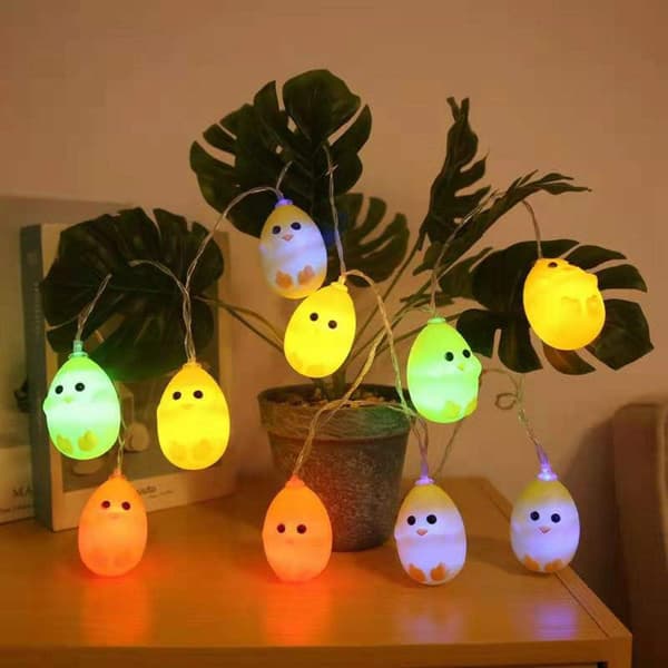 PÅSKELYS - 10 LED lyslenke med kylling, påske LED