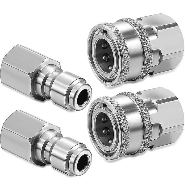 2 sæt NPT 3/8 tommer rustfrit stål han- og hunkonnektor Quick Connect Kit Højtryksrenseradaptere (i