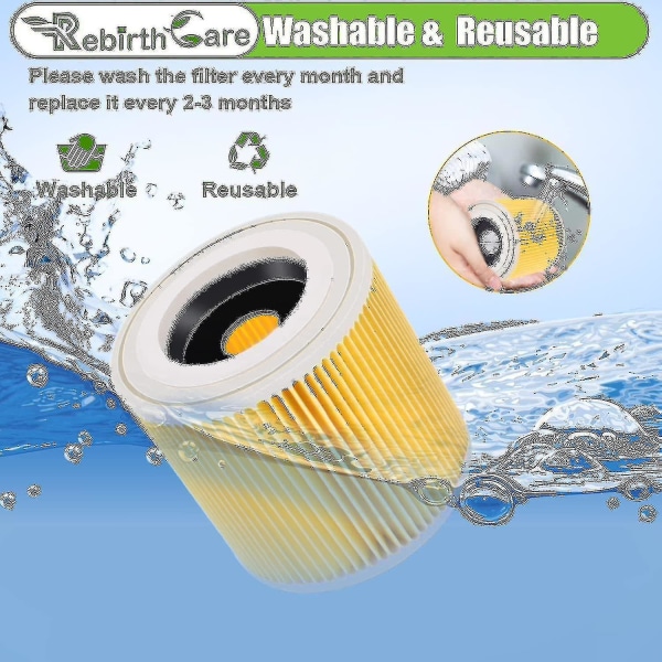 Karcher-pölynimurin patruunasuodatin - 2 kpl - Vaihtosuodatin Wd3, Wd2, Wd3p, Mv2, Mv3 - Tuotenumero 6.414-552.0/6414552
