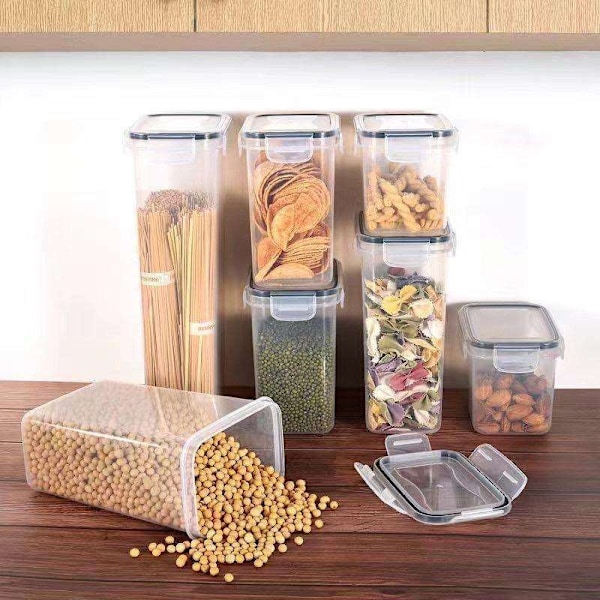 14-pack Matförvaring - Lufttäta Burkar med Lock - Set Transparent Transparent