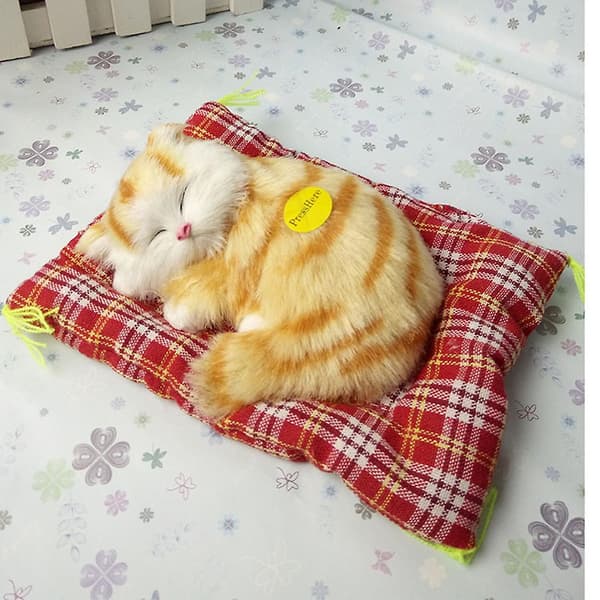 Sovande katter Plysch fylld leksak Press Simulering Ljud Djur Söt docka Barn Present Green Leopard