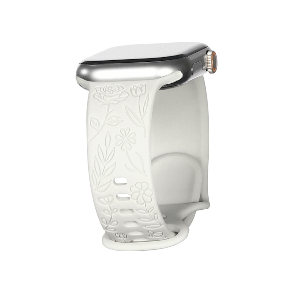6-pakkaus monikuvioisia kaiverrettuja hihnoja yhteensopivia Apple Watch -hihnan kanssa 40mm 41mm 38mm naisille, pehmeä silikonikukkakuvioinen urheiluranneke 38/40/41mm