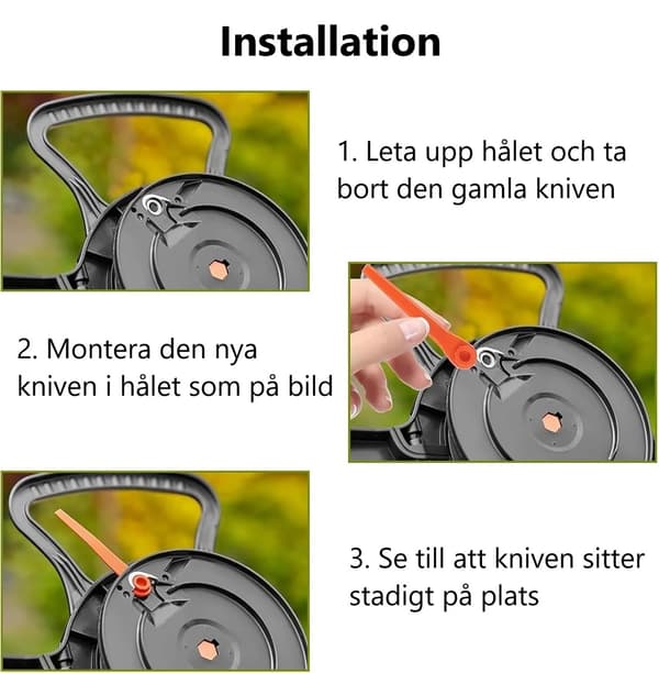 100-pakning - Trimmerblader Gardena - Blader / Kniver for Gresstrimmer - 70 mm (YSJ) 144