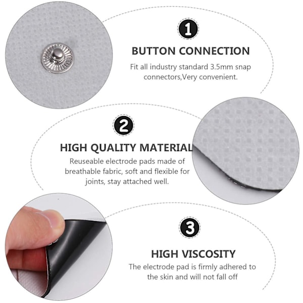 5x5cm 20 stk selvklebende TENS-pads passer BEURER Tens-enhet pads erstatning Tens-elektroder gjenbrukbare for elektroterapimassasje (hvit)