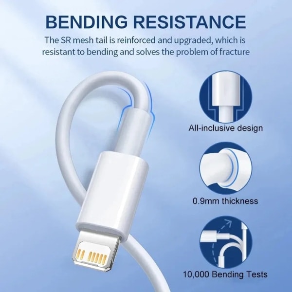 4-pakning Offisielt Sertifisert 20W 2M Hurtigladekabel for Apple iPhone 6 - 14 Serien