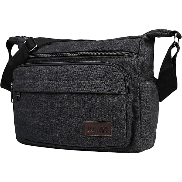 Vattentät Messenger Bag Axelväska 13 Tum, Canvas Crossbody Väska med Flera Fickor för Män, Lätt Casual Axelväska för Utomhusfiske Camping Black