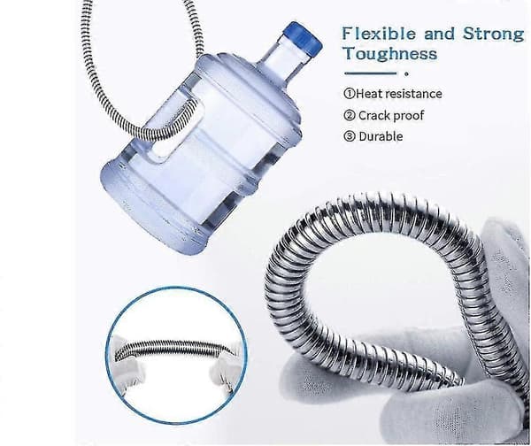 Bruseslange 5m Ekstra Lang Rustfri Bruserhovedslange, Med Solid Messingforbindelse, Universal, Eksplosionssikker, Kromfinish. (500cm)
