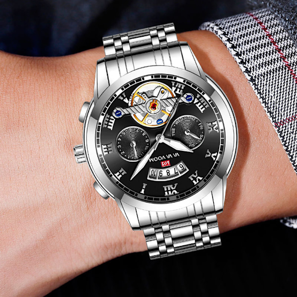 Herre Chronograph Vanntett Analog Klokke Stort Urskive Lys Dato Klokker for Menn Klassisk Elegant Gave[mo]