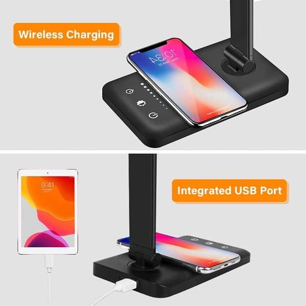 LED Trådløs Skrivebordslampe USB-Lading 5 Lysmoduser Trinnløs Dimming