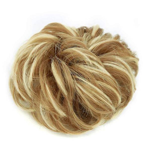 st Sotkuponihiusdonitsi Hiustenpidennykset Kihara Aaltoileva Sotkuinen Synteettinen Nuttura Naisille Kampauslisäke Strawberry Blonde & Light Blonde