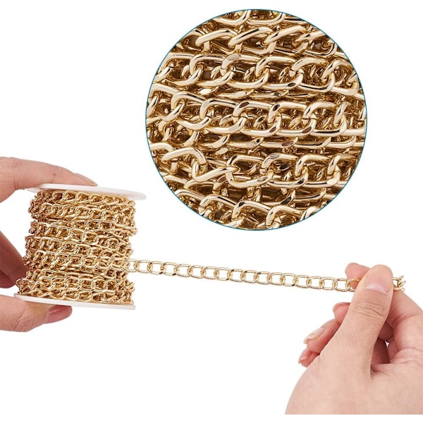 Guld Aluminium U-svejset Snoet Kæderulle - 5m - 10 x 6.5mm - DXGHC{GKS}