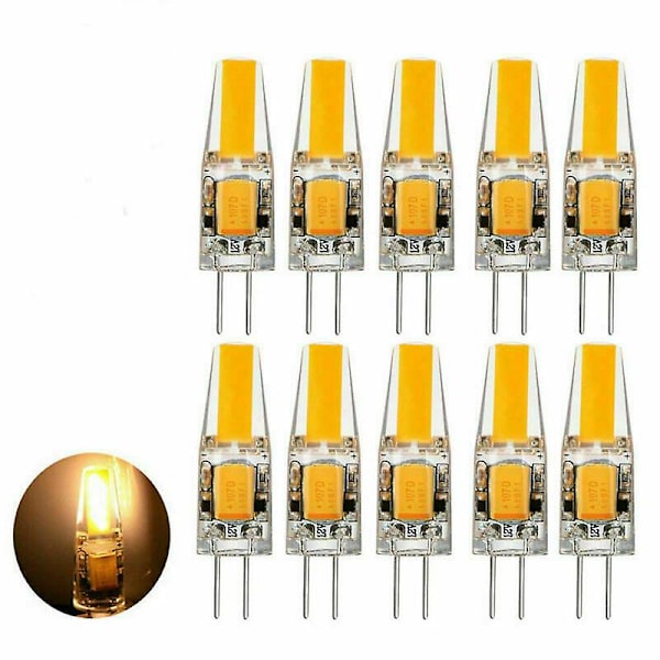 10 stk G4 LED-lamper 6W Varmt Hvit Dimbar COB Stiftbase AC/DC 12V