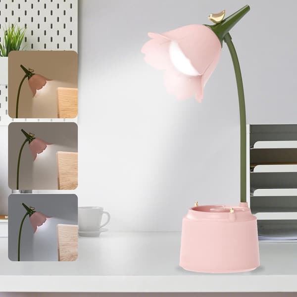 Dimbar LED-lampe med berøringskontroller og fleksibel arm; designet for øyebeskyttelse og egnet for både gutter og jenter (gul). Yellow
