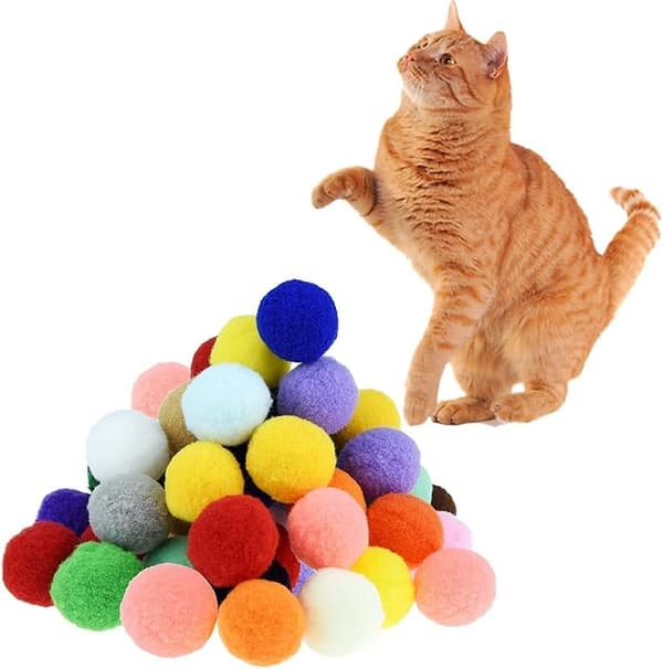 Premium 30 stk. bløde pom pom bolde til katte - Letvægt, interaktive