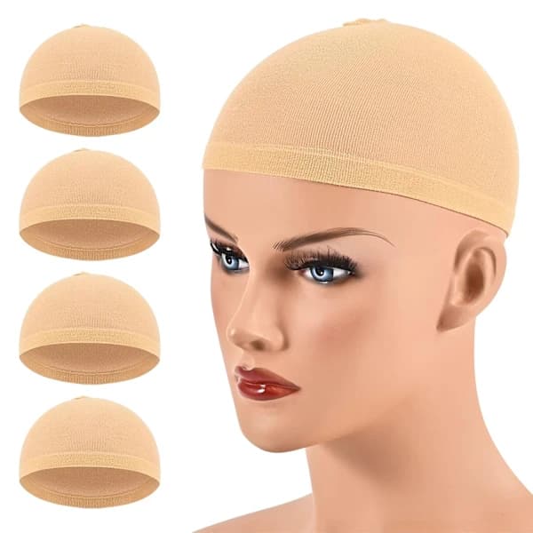 4-pack matchande andningsbara, svettabsorberande perukstrumpor för kvinnor (Tan)[mo]