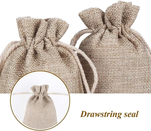 30-pack Intckwan Juteväskor, 10x15cm, Små presentpåsar med dragsko
