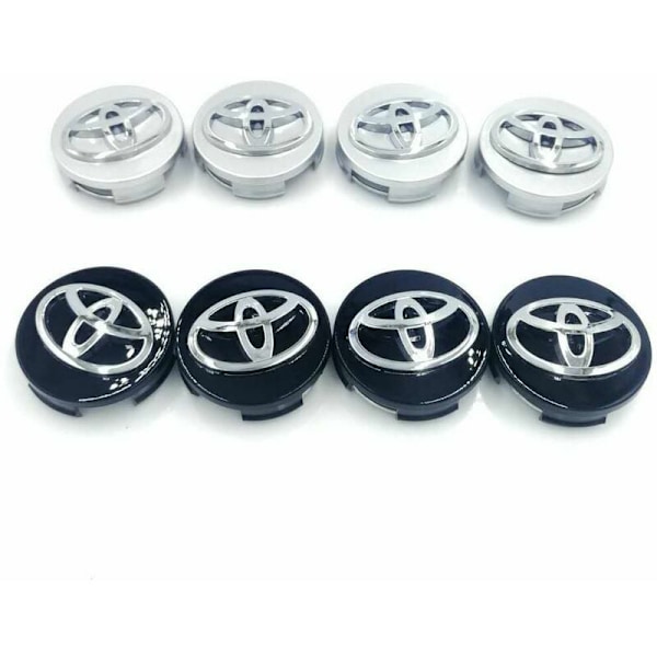 Toyota 4 62mm Hjulkapsel Centerkapsel til Sort Logo Badge