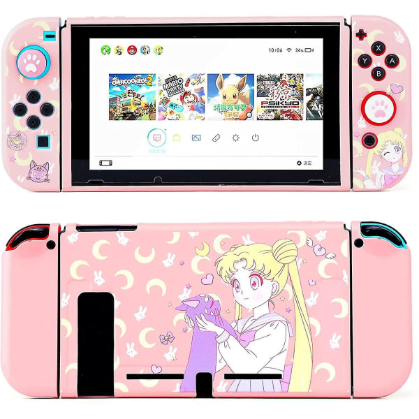 Sød etui til Nintendo Switch - Soft Slim Grip Cover Shell til konsol og Joy-con (Sailor Moon)