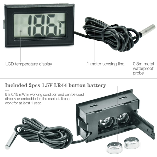Set med 3 LCD akvarietermometrar, digital termometer