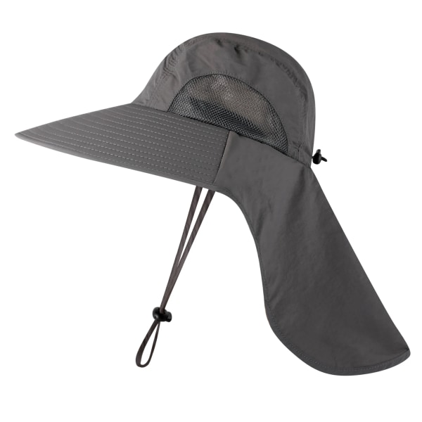 Utomhus fiskare hatt Bred brättad bucket hatt med cover Herr Andas sommar Mesh Solskydd Visir Anti UV Cap Unisex khaki-B