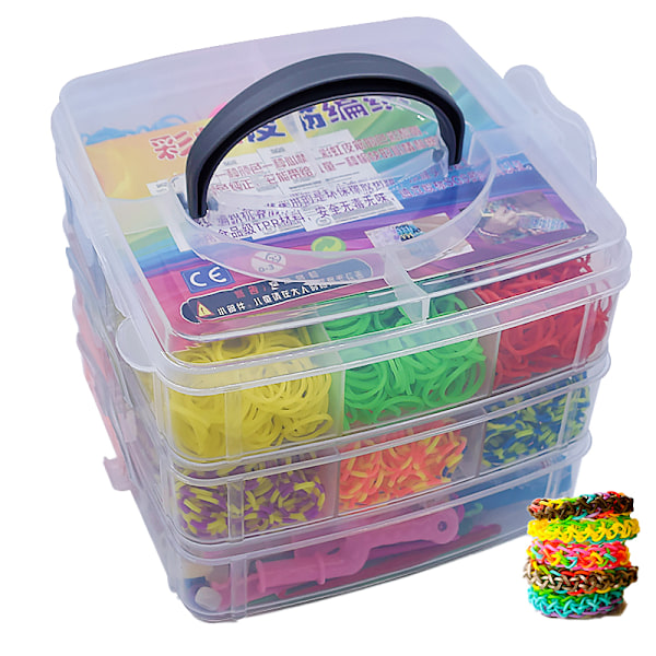 Loom Bands sæt 4.500 stk bånd - Lav dine egne armbånd & figurer flerfarvet multicolor