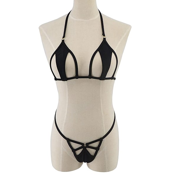 Avoleikkauksinen Mikro Bikini Mini Uimapuku Naisille - Musta