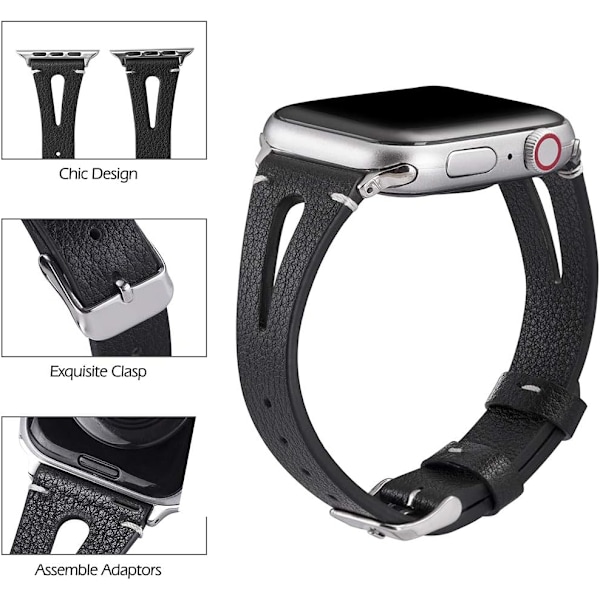 Yhteensopiva Apple Watch -rannekkeen 38mm 40mm kanssa, naisten nahkainen iWatch-ranneke, rannekoru, rannekorutarvikkeet, korvaava ranneke Apple Watch -rannekkeelle