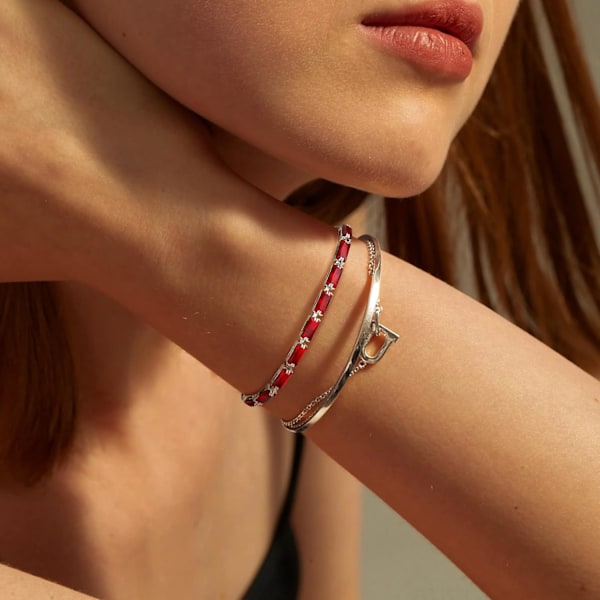 Sølvarmbånd til kvinder, justerbart sølvarmbånd til kvinder, tennisarmbånd i sølv, guld, flerfarvet zirkonkrystal gave[mo] B