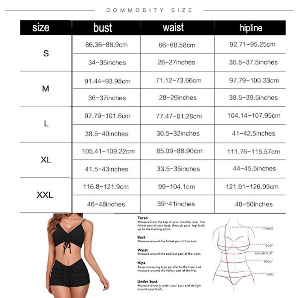 Dame Mode Todelt Bikini Sexet Badetøj - Sort XL