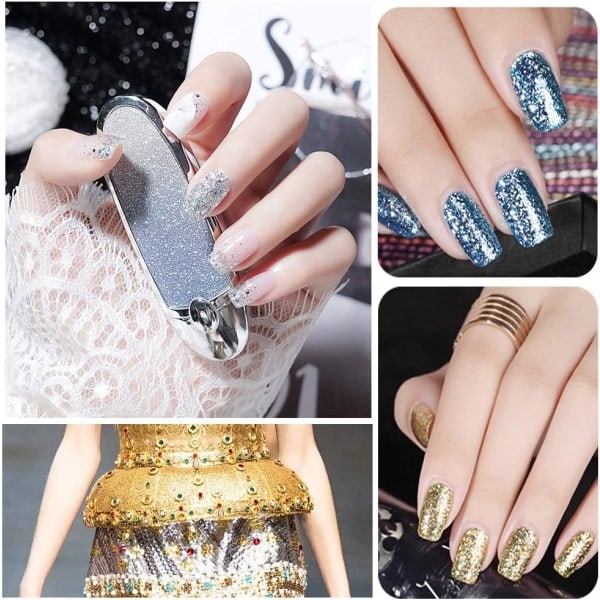 Kroppsglitter, Ansiktsglitter, Festivalglitter, Hårglitter, Nagelglitter, Nagelkonstkit, Kosmetiskt glitter 12 st