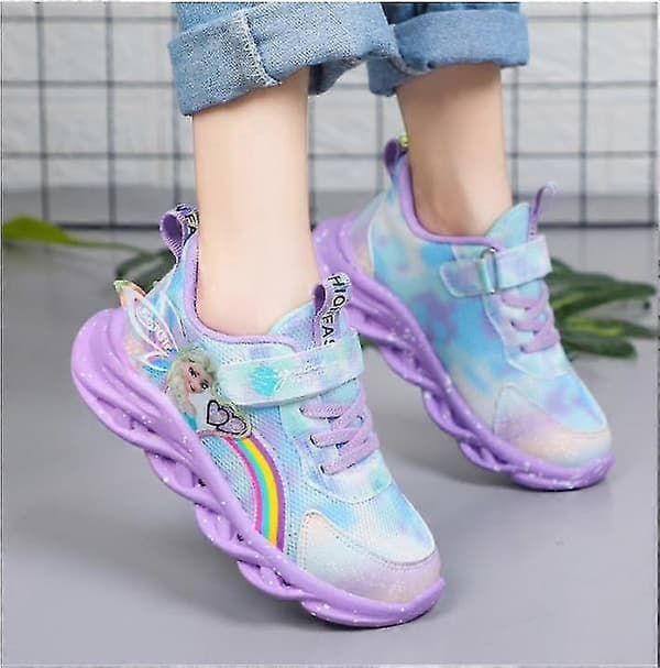 LED Lysende Sko til Barn Sneakers Blinkende Jenter Lysende Sko Størrelse Lilla Purple 23