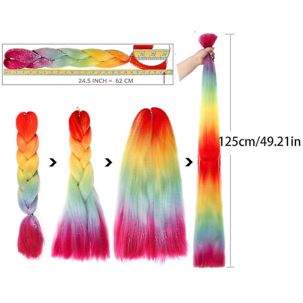 Flettehår 60 cm Hårforlengelser Syntetisk fiber Heklet flette Dreadlocks Flerfarget Blue