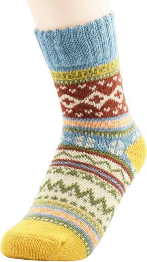 Retro-stil strømpesæt, 5 par, uldvinterstrømper, unisex, størrelser 37-42 Retro Sock Set with Wool 37-42