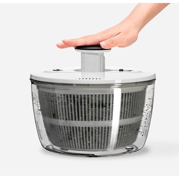 Ny Grøntsagsdehydrator - Manuel Husholdningssalatdehydrator - Frugt- og Grøntsagsdehydrator med Grøntsagskurv til Vask af Frugt og Dehydrering